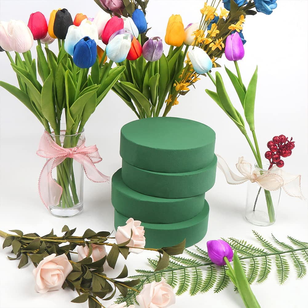 Round Floral Foam Blocks,6" Large Wet Foam Bricks for Wedding Flower Arrangement Supply,Pack of 4,6 inch