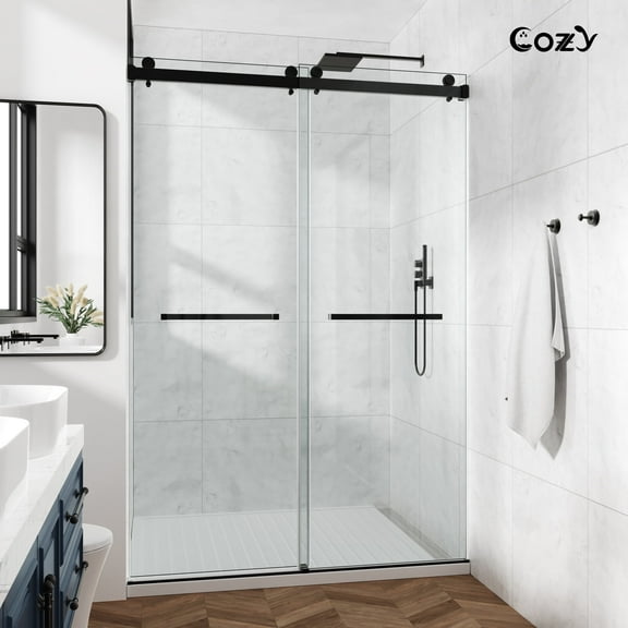 Cozy 48"x 76" Frameless Double Slide Shower Door 3/8" Tempered Glass