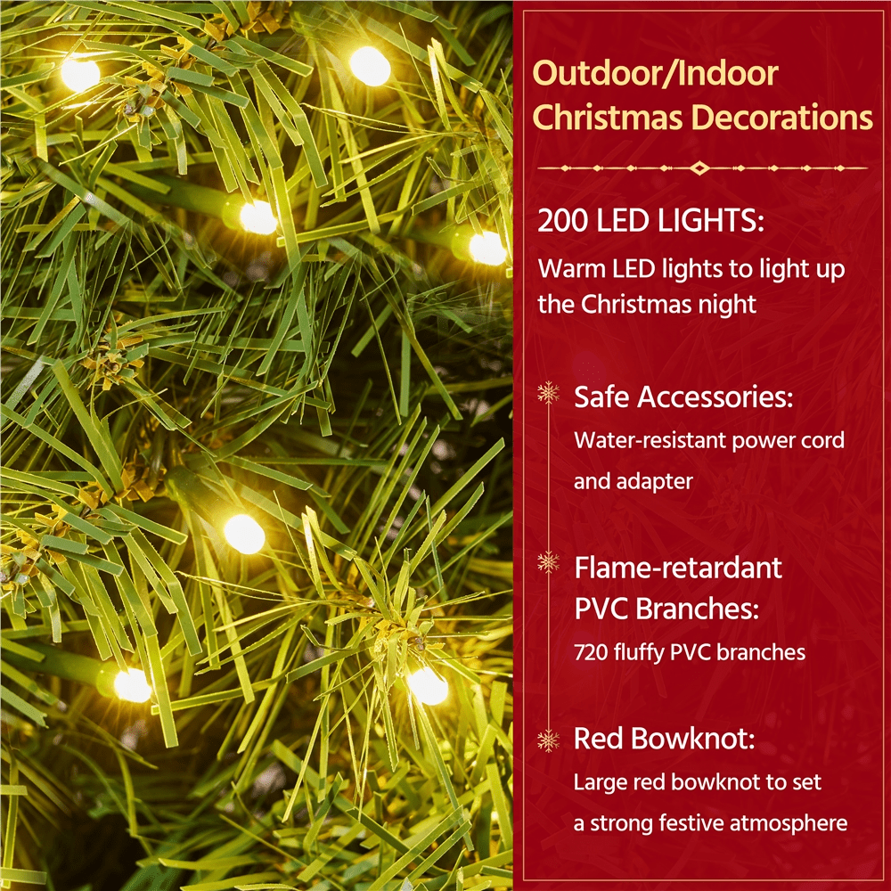 Alden Design 48in Artificial Christmas Wreath with 200 LED Lights, Green