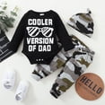 thumbnail image 3 of 3 Months Baby Boys Clothes 6 Months Boys 3PCS Outfits Set Letter Glasses Print Newborn Boys Long Sleeve Top Camo Pants Set with Hat Black, 3 of 8