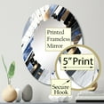 thumbnail image 3 of Designart "Symmetrical Abstract Blue Gold Fusion" Cubism Round Wall Mirror - Modern Oval Printed Decorative Oversized Mirror - Multiple Color Options, 3 of 4