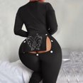 thumbnail image 4 of Pantalon Large pour Femmes Mode Féminine Imprimé Bouton-Pression Fonctionnel Combinaison Adulte, 4 of 7