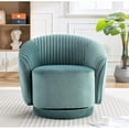 thumbnail image 5 of Silla de barril giratorio de terciopelo de 366 grados, sillón moderno de acento plisado con base resistente y cojín acolchado grueso, 5 of 5
