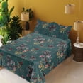thumbnail image 2 of Ambesonne Vintage Fitted & Flat Sheet with Shams 4 Pcs Set, Flowers Butterflies Minimal, Full, Dark Fuchsia and Tan, 2 of 5