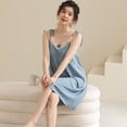 thumbnail image 4 of HLSOHJP Women's Cute Nightgown Ribbed Knit V Neck Summer Long Sleep Dress Lace Comfy Chemise Soft Cool Sleeveless Sleepwear, 4 of 4