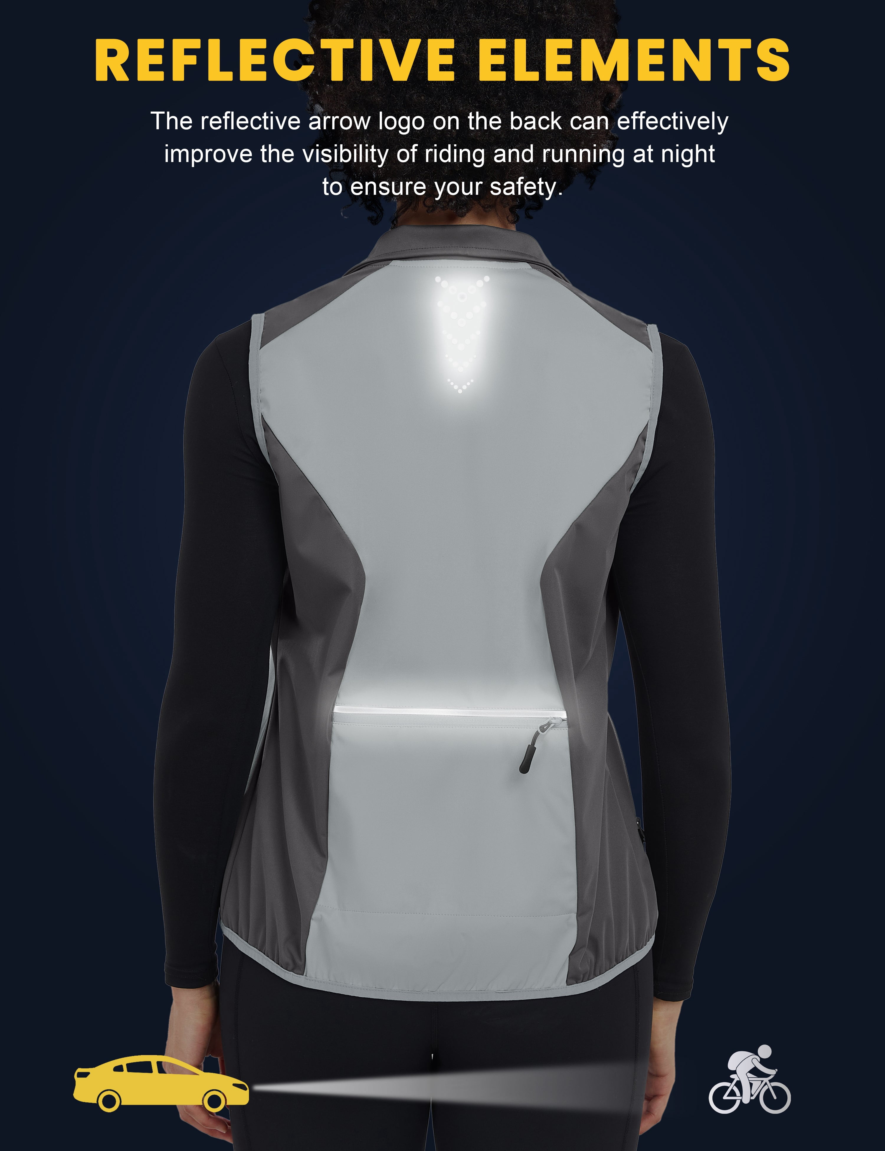 Little Donkey Andy Windproof Sleeveless Vest Jacket for Women, Water-Repellent Stretch Sports Vest for Cycling, Running (Light Grey L)
