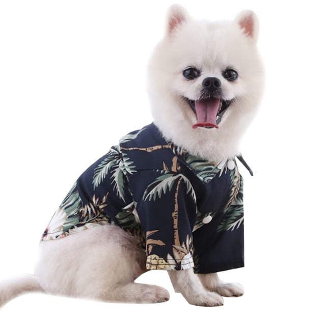 Ropa de primavera y verano para perros y gatos, camiseta de estilo hawaiano para mascotas, ropa para perros con patrón de árbol de coco 753