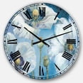 thumbnail image 1 of DesignArt Handpainted White Flower on Blue II Large Wall Clock, 1 of 2