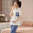 thumbnail image 1 of Conjuntos de dos piezas de manga corta para Mujer, ropa de dormir de punto a rayas, Pijama elegante para el hogar, moda de verano, 1 of 4