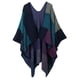 thumbnail image 4 of - Cárdigan con Capa de Poncho de Color a Cuadros para Mujer - Púrpura, Única Macarena Capa delantera abierta para poncho, 4 of 8