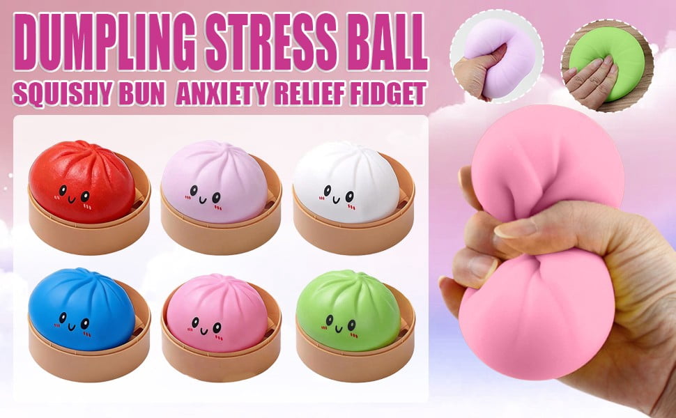 Giant Dumpling Squishy, 4 Inch Jumbo Dumpling Stress Ball, Rainbow Squishy Squishy Bun, Soft Squeeze Decompression Dough for Adults, Anxiety Relief Fidget