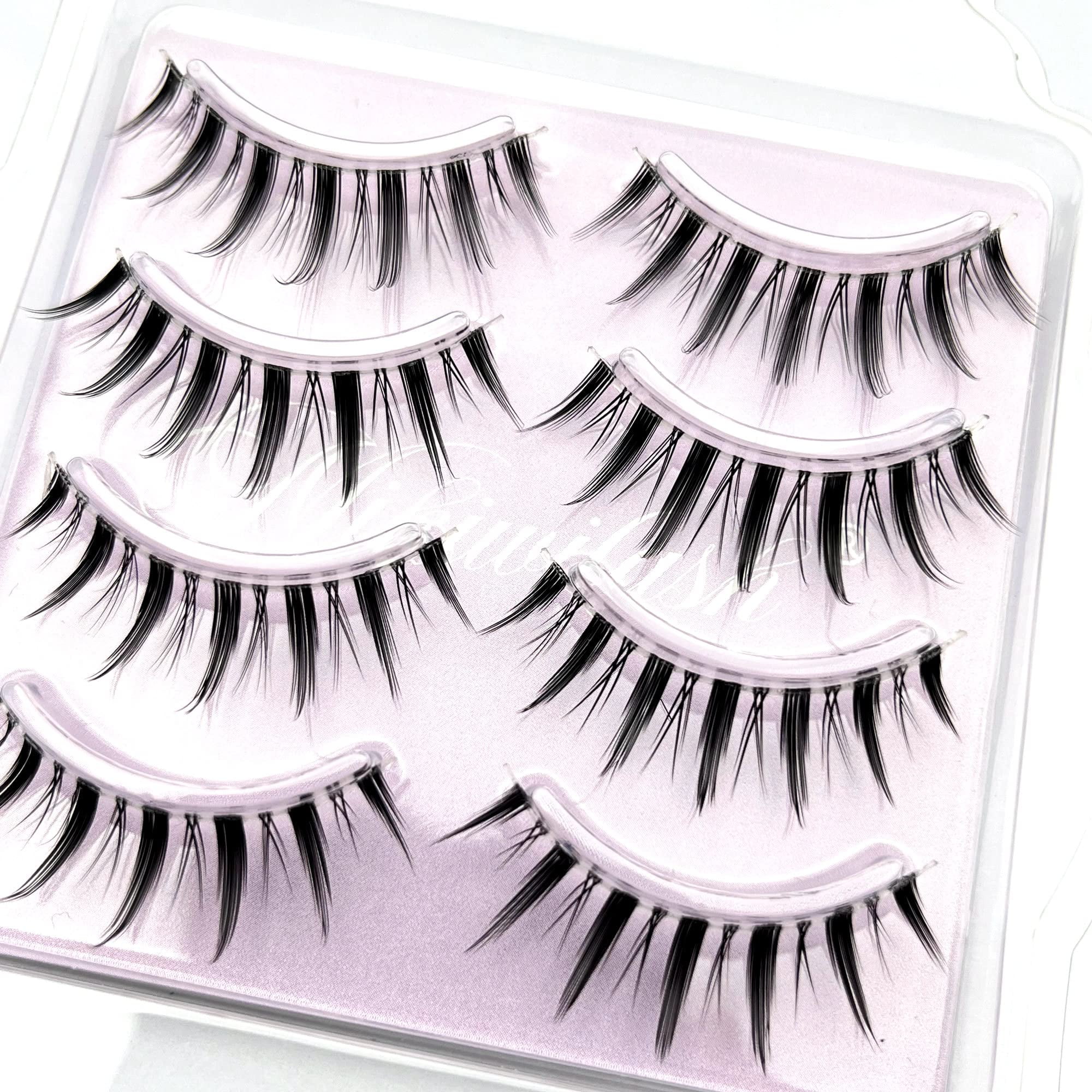 SEMATA 15MM Manga Lashes Faux Mink Lashes Wispy False Lashes Natural Look  Korean Anime Eyelashes Look Like Individual Lashes with Clear Band 10 Pairs  - Yahoo Shopping