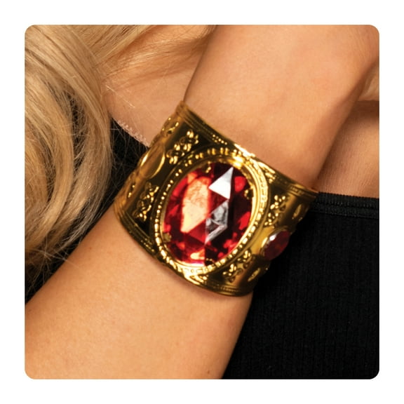 UNDERWRAPS Sexy Gold Metal Bracelet - Cuff Bracelet With Red Jewel, Gold Bracelet For Women, Jewelry Gift, Wrist Adjustable Bracelet