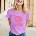 thumbnail image 2 of T-shirt à Manches Courtes Imprimé Graphique pour Femmes Col Rond Décontracté Confortable Haut d'Été pour les Vacances Usage Quotidien, 2 of 4