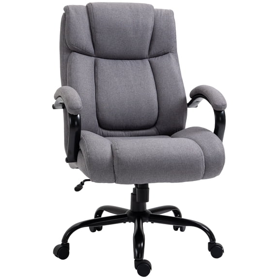 Big and Tall Executive Office Chair, Ergonomic Heavy-Duty High Back Computer Desk Chair 484lbs with Wide Seat, Linen Fabric, Adjustable Height, Swivel Wheels, Light Gray