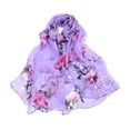 thumbnail image 1 of Qarigey Bufanda de seda suave y cómoda para mujer, bufanda de playa de lujo con estampado Floral elegante, ligera Accesorios de disfraces púrpura, 1 of 6