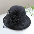 thumbnail image 2 of CAIXIA Wide Brim Derby Hats for Women Elegant Organza Floral Tea Party Hats Flat Top Hat Adjustable Wide Brim Fascinator Sun Hat Wedding Bride Headband, 2 of 5