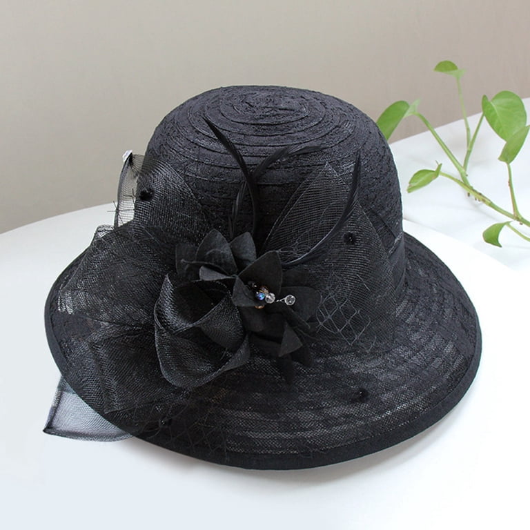 CAIXIA Wide Brim Derby Hats for Women Elegant Organza Floral  display picture 2