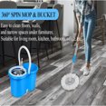 thumbnail image 5 of Hand Free Household Spin Mop and Bucket with Wringer Set, 360° Mop and Bucket System with 3 Microfiber Mop Refills and 61" Extended Handle for Floor Cleaning (Blue 20QT), 5 of 7