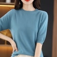 thumbnail image 5 of FAIWAD Women's Short Sleeve Pullover Sweater Round Neck Shirt Puff Sleeves Lightweight Summer Tops, 5 of 5