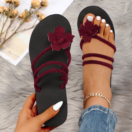 

〖Yilirongyumm〗 Brown 38 Sandals Women Flip Flops Flower Sandals Fashion Slippers Flat Open Toe Slippers Summer Casual Fashion Sandals Bathroom Beach Slippers