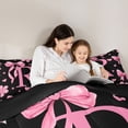 thumbnail image 4 of Erosebridal Pink Bows Girls Twin Comforter Sets,Letter R Monogrammed Bedding Set For Girls Kids,Reversible black,2 Pieces, 4 of 7