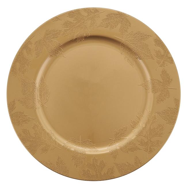 SARO CH906.GL13R Round Charger Plates with Fall Leaf Design Set of 4
