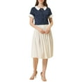 thumbnail image 2 of INSPIRAR CHIC Blusas de Mujer con Cuello de Muñeca en Contraste y Mangas Cortas con Lunares Talla S Azul Oscuro, 2 of 5