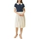 thumbnail image 2 of INSPIRAR CHIC Blusas de Polka Dots con Cuello de Muñeca en Contraste de Manga Corta para Mujeres M Azul Oscuro, 2 of 5