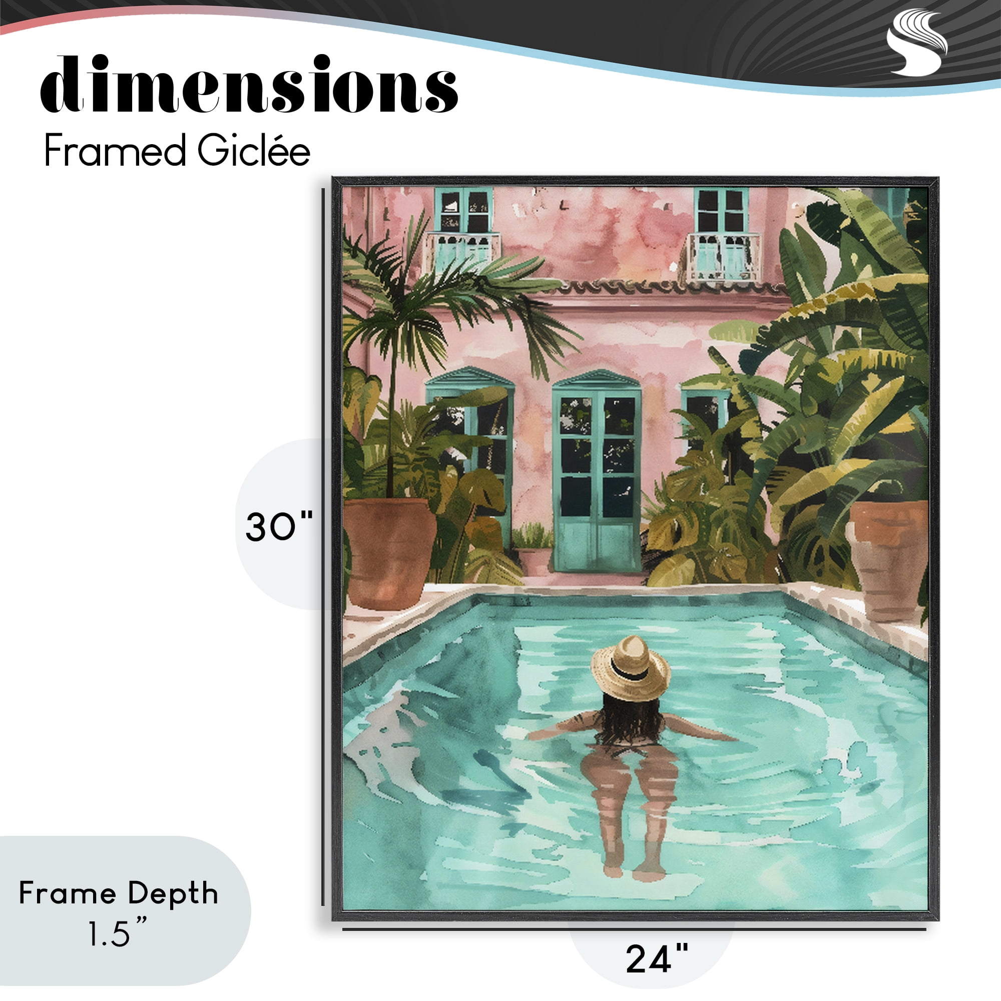 Stupell Industries Girl Swimming In Pool Black Framed Giclee Art, design by The Prints Vibe