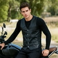 thumbnail image 5 of Dream Apparel Mens Leather Motorcycle Vest for Riding, Biker Vest Black Club Vest with Pockets Black Side Laces, 5 of 10