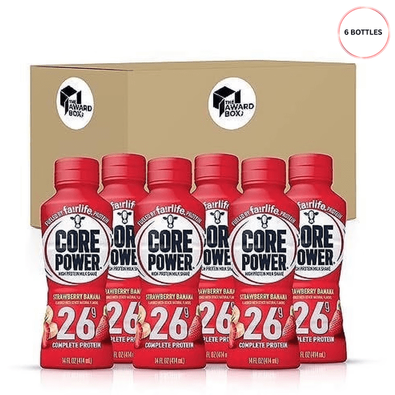 Core Power Elite Failrlife High Protein Shakes Strawberry Banana 14 oz in The Award Box - Pack of 6