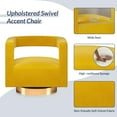 thumbnail image 4 of BELLEZE Swivel Accent Chair, Modern Barrel Chair Comfy Velvet Curved Back Round Chair with Gold Base Wood Frame, 360 Degree Swivel Club Armchair for Living Room, Bedroom, Office - Crown Chair (Yellow), 4 of 7