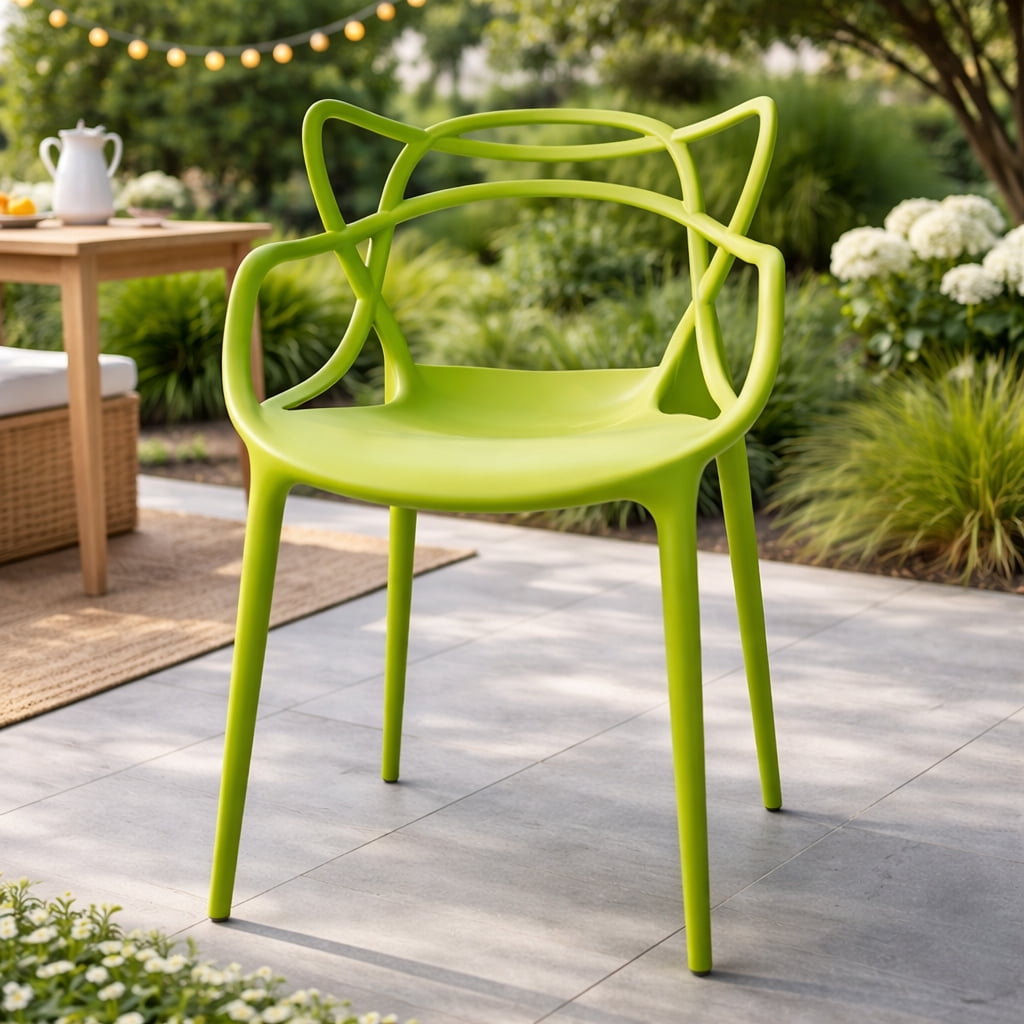 2xhome Set of 2 Modern Contemporary Designer Dining Chairs Molded Plastic Indoor Outdoor Patio Elbow Chairs, Green