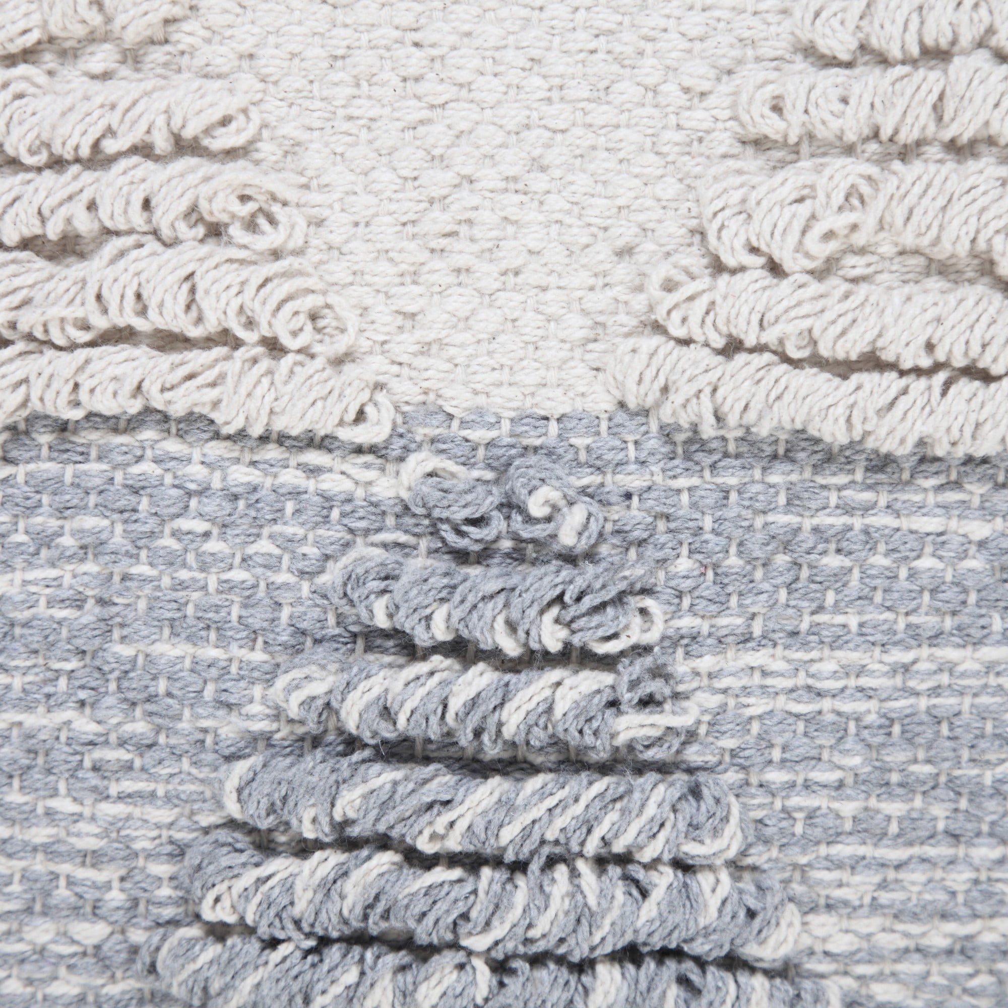 Laddha Home Designs Handwoven Embroidered Cotton Throw Pillow Cover - 20" - Gray and White