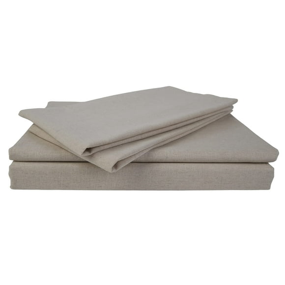 WHOLEWOOLS European Linen Bedding Sheets & Pillowcases -Natural Flax Bed Sheet Set - Breathable 4 Pcs Ultra Soft Set (2 Pillow Protector Fitted Sheet and Bed Sheet) (Twin Bisque)