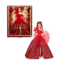 Barbie 2024 Holiday Barbie Dolls, Seasonal Collector Gift, Barbie Signature, Plaid Gown with Red Bow [Walmart Exclusive]