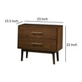 thumbnail image 5 of Roma Nightstand- 2 Drawers- Nickel Bar Handles- Walnut Brown Solid Wood, 5 of 6