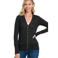 thumbnail image 5 of Womens V Neck Snap Button Long Sleeve Knit Cardigan, 5 of 5
