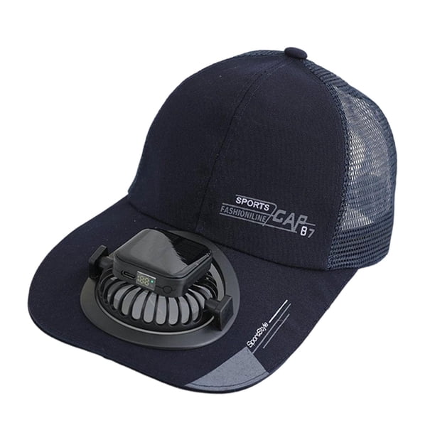 Gorra de béisbol con ventilador solar, gorra de pesca, gorra de sol para ciclismo, camping y jardinería. Azul 300MA