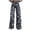 Blue-2, variant on Abomasnow Jeans for Women Vintage Boho Floral Print Wesh Jeans Casual High Waist Wide Leg Baggy Denim Pants S-5XL