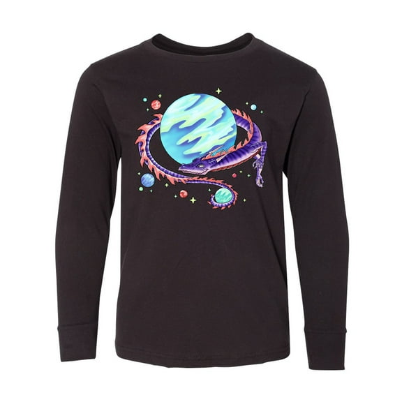 Inktastic Space Dragon and Planet Long Sleeve Youth T-Shirt