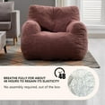thumbnail image 5 of Bean Bag Chair, Bean Bag Sofa with Filler, Soft Teddy Fabric BeanBag Chair, Fluffy and  Lounge Chair for Bedroom, Living Room, Red, 5 of 7