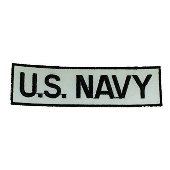 U.S. NAVY NAME TAPE STYLE TAB Patch - Black on White Background - Veteran Owned Business.
