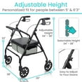 thumbnail image 4 of Vive Bariatric 4-Wheel Rollator Walker for Seniors – Heavy Duty 500 lbs Capacity, Lightweight Folding Walker with Seat & Brakes – Mobility Aid, Black, 4 of 9