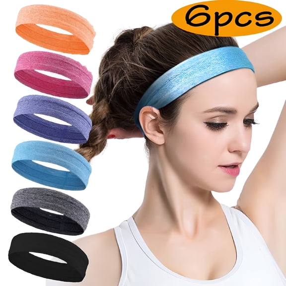 TELOLY 2026 New Sports Headbands for Women Men Workout Running Sweatbands Silicone Grip Non Slip Yoga Hair Band Running Headband Set 6 Pcs for Gym, Jogging, Cycling, Hiking, Fitness, Tennis