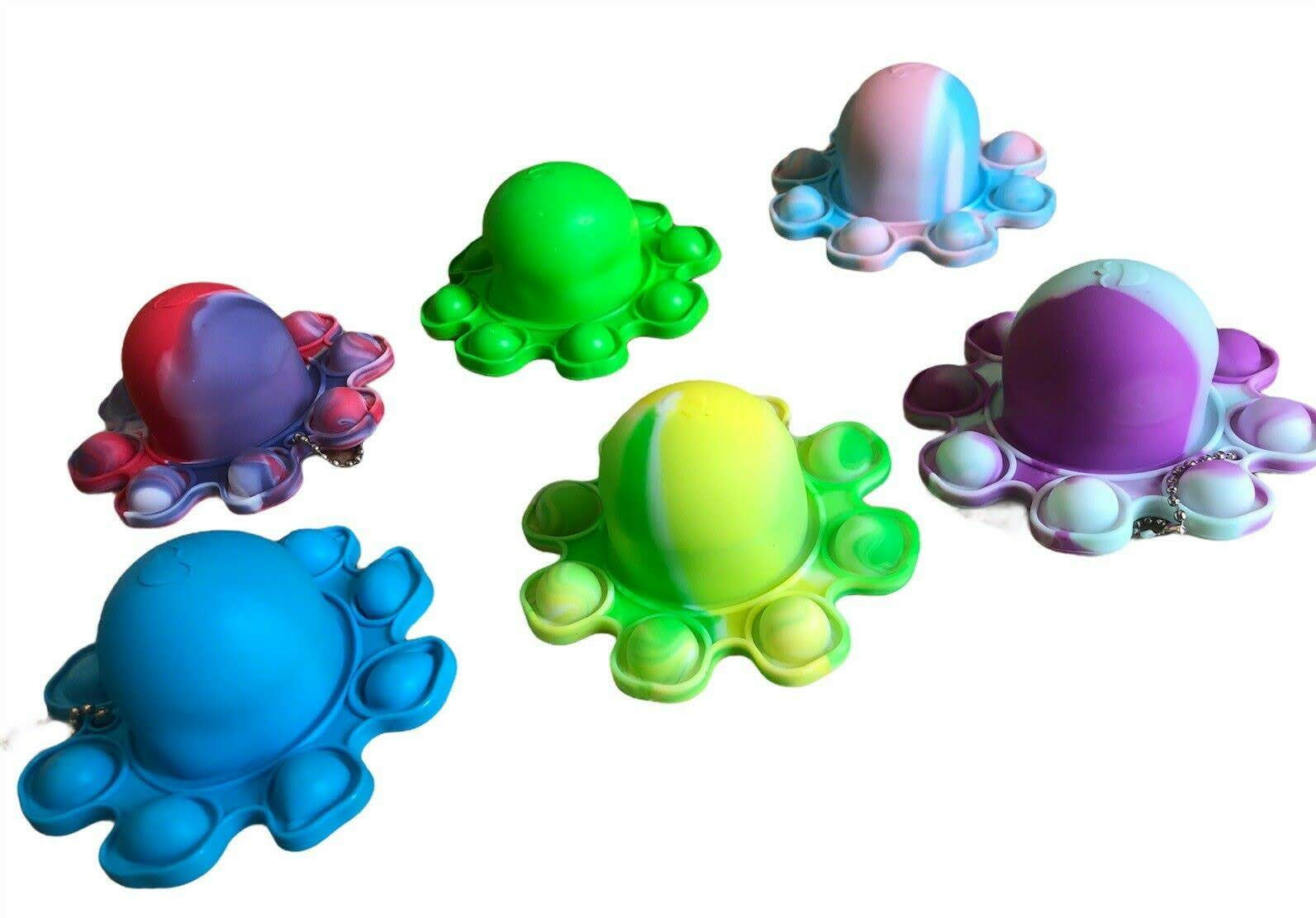 Octopus Popit Sensory Fidget Toy Push Bubble Stress Autism Relief Keychain Kids 