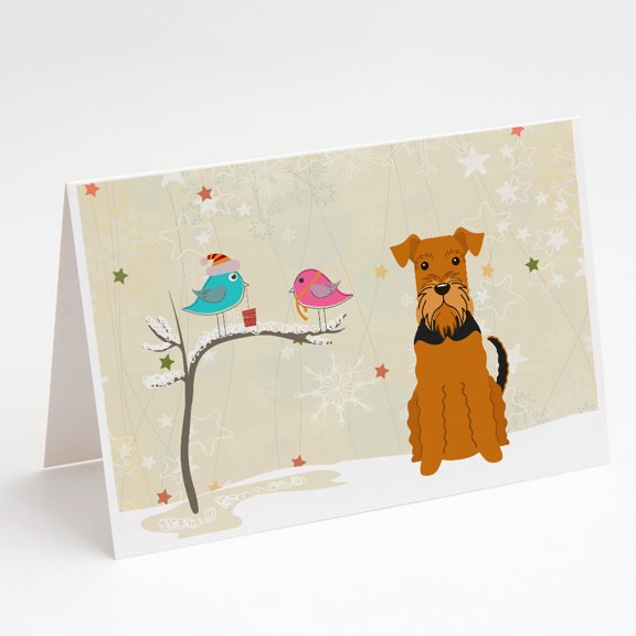 Caroline's Treasures Airedale Terrier Christmas Greeting Cards with Envelopes, 5" x 7" (8 Count)