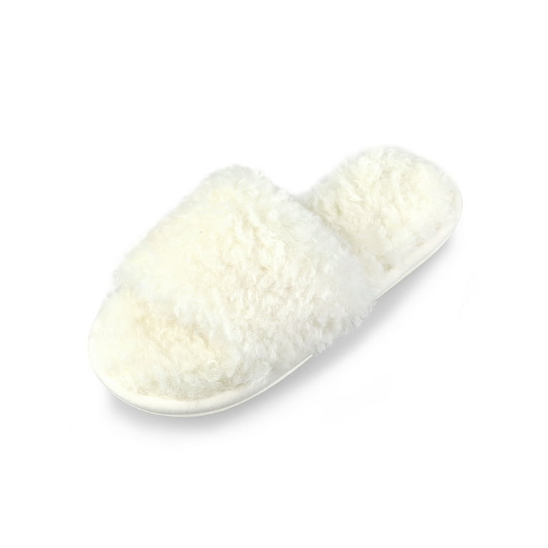 White fuzzy sandals walmart sale