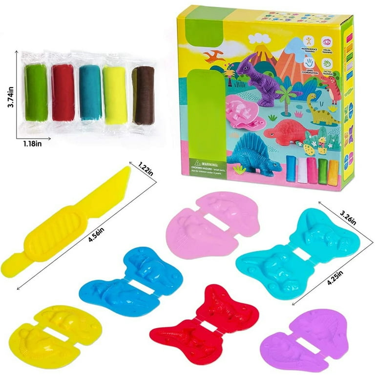 PENGXIANG Dinosaur Plasticine Set With Mould Creative 3D Playdough Tools  Animal Clay Toy For Kids With Mould Tools For Boys and Girls 